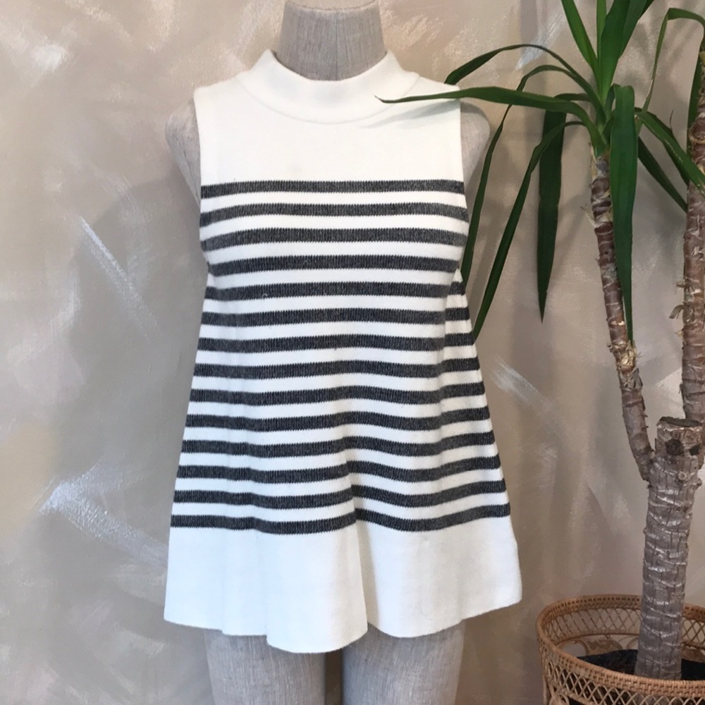 Anthropologie striped mock neck pullover
